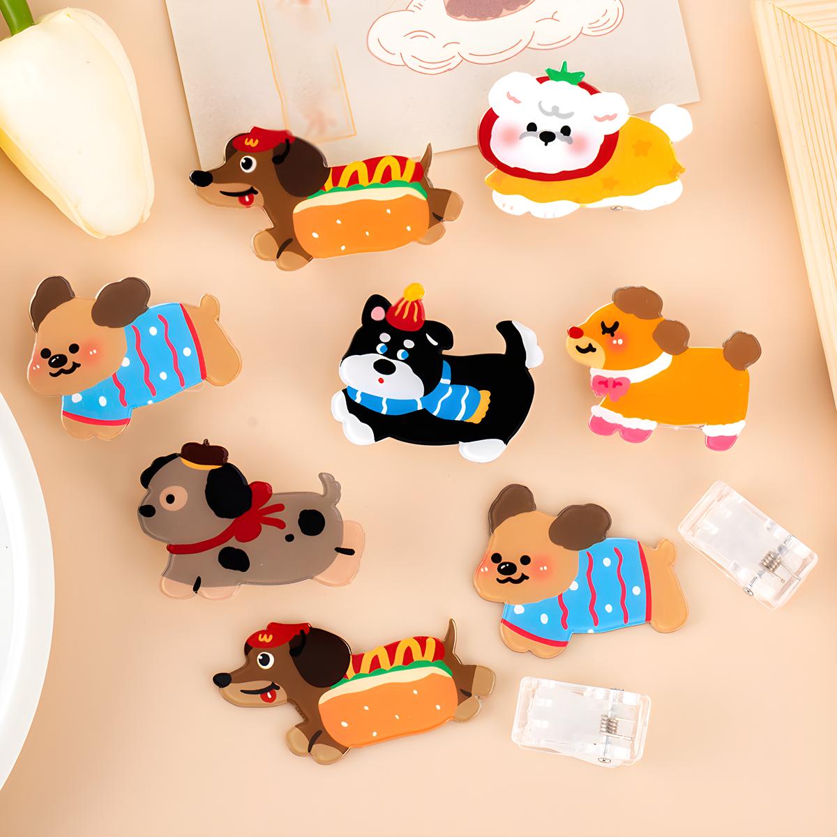 

24 pcs Cartoon pet dog note holder, student account storage decoration PP holder, Giving Children Christmas stationery Gifts