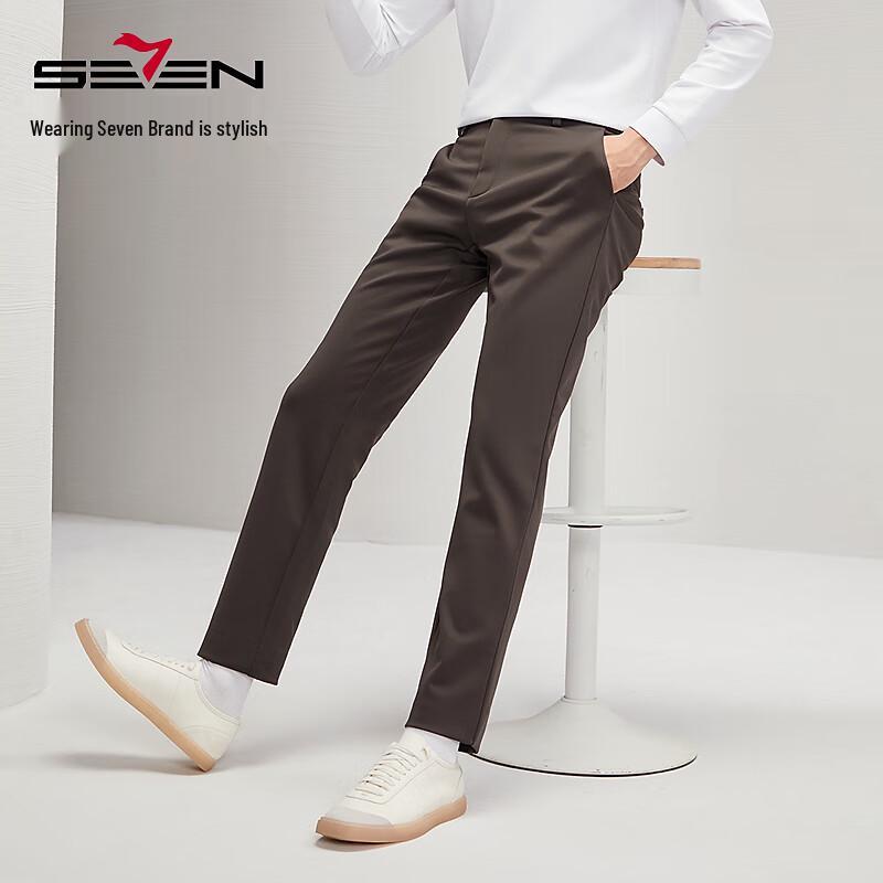 Qipai Men's Silk Blend Business Casual Straight-Leg Pants