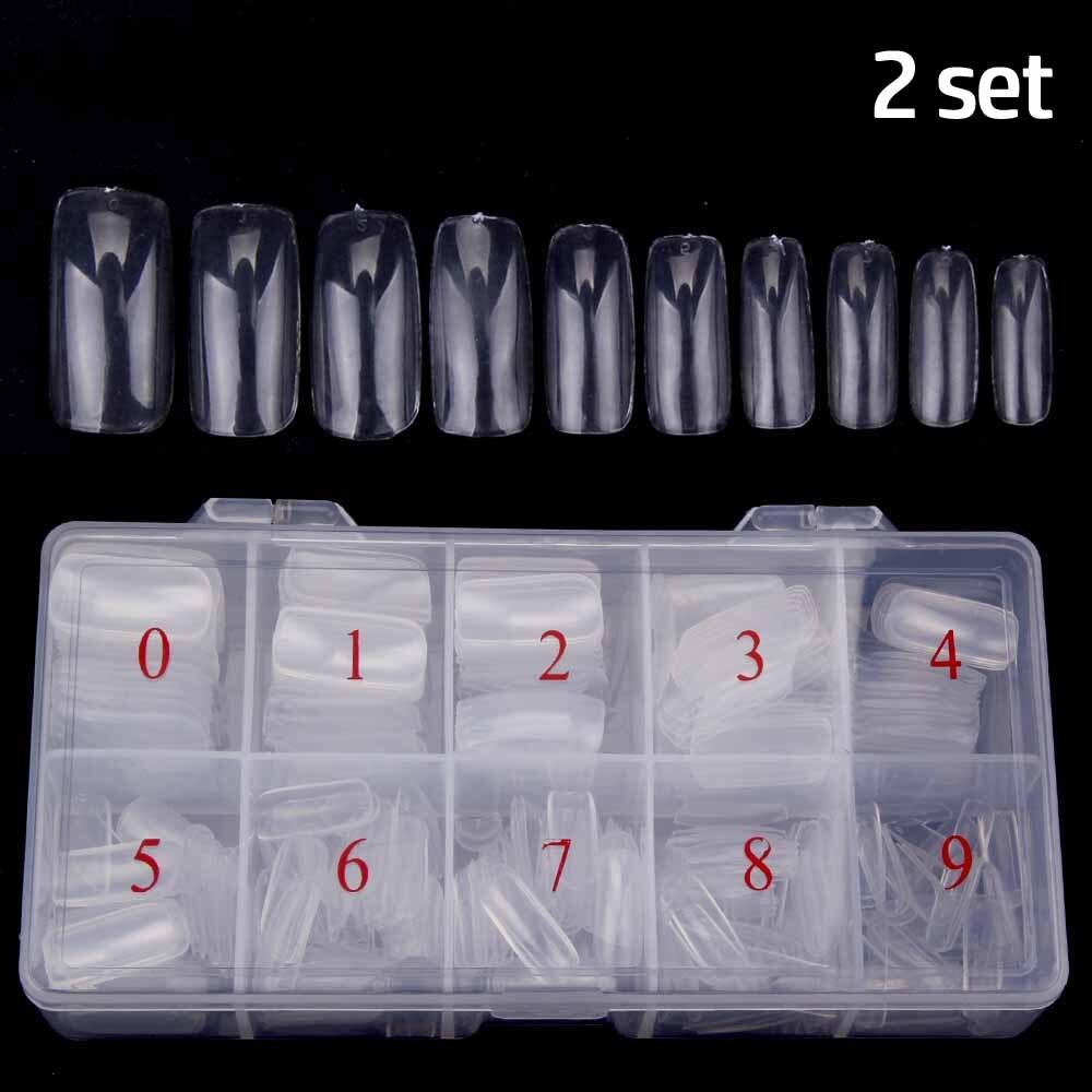 2/3/5 set sfaturi pentru extensie pentru unghii false artificiale Frecch acoperire completa Unghii false acrilice capsule transparente manichiura 500 buc/cutie