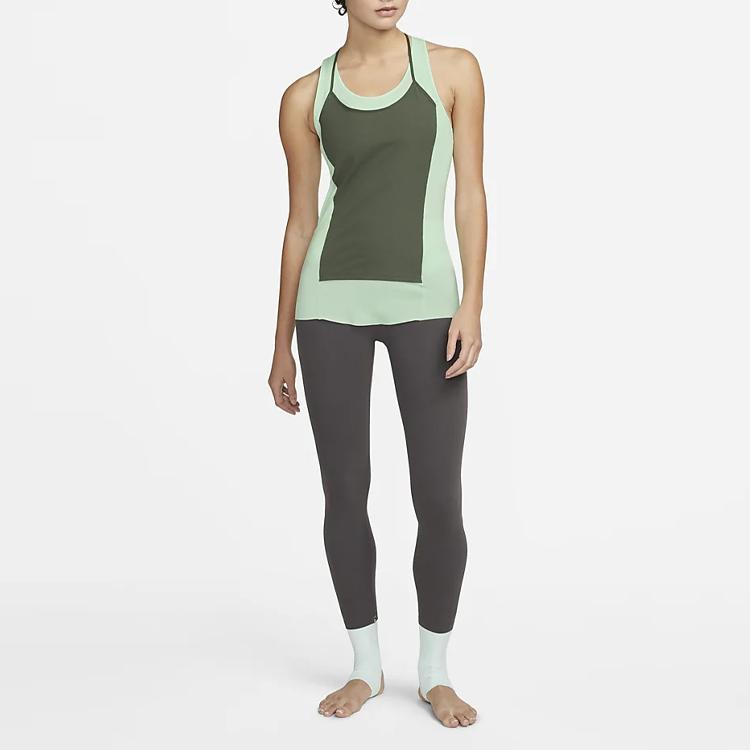 Nike Dri-Fit Luxe Ribbed Breathable Tank Top Women Tops Green DM7005-379