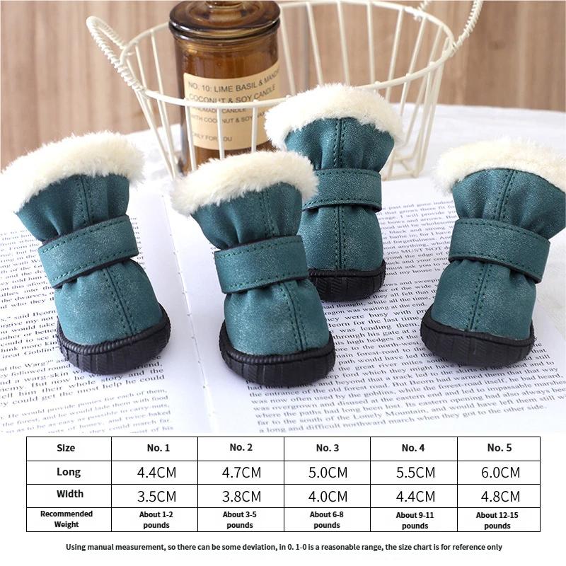 Pet Shoe Thickened Velvet Breathable Durable Anti-Slip Anti-Drop Dog Shoes Winter Boots for Small Dogs Outdoor Walking