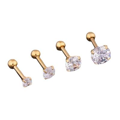 1 Piece 4 Prong  Ear Studs Earrings For Women/Men Tragus Cartilage Standard Lobe Piercing Jewelry Gift