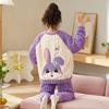 Kids Flannel Pajamas Set Boys Girls Warm Long Sleeve Top And Pants Sleepwear Winter Home Nightwear