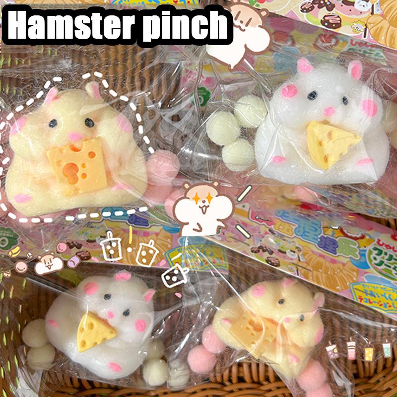 Japan Original Capsule Toys Cute Kawaii Fatty Milky Soft Hamster Flocking Plush Dolls Squeeze Stress Relief Toys