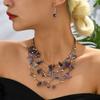 1 set di orecchini per collana da donna, set di collane multistrato, decorazioni in pietra, stile bohémien, collo, orecchini pendenti, gioielli per l'orecchio, collana