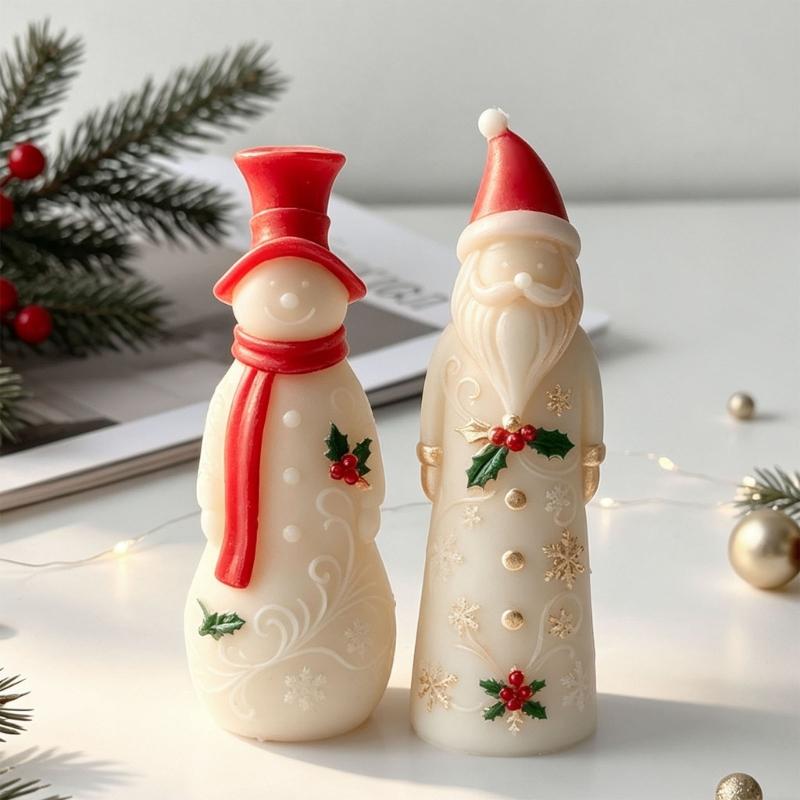 Flexible Candle Casting Form Requiring No Assembly, with Raised Christmas Character Relief for Holiday Projects