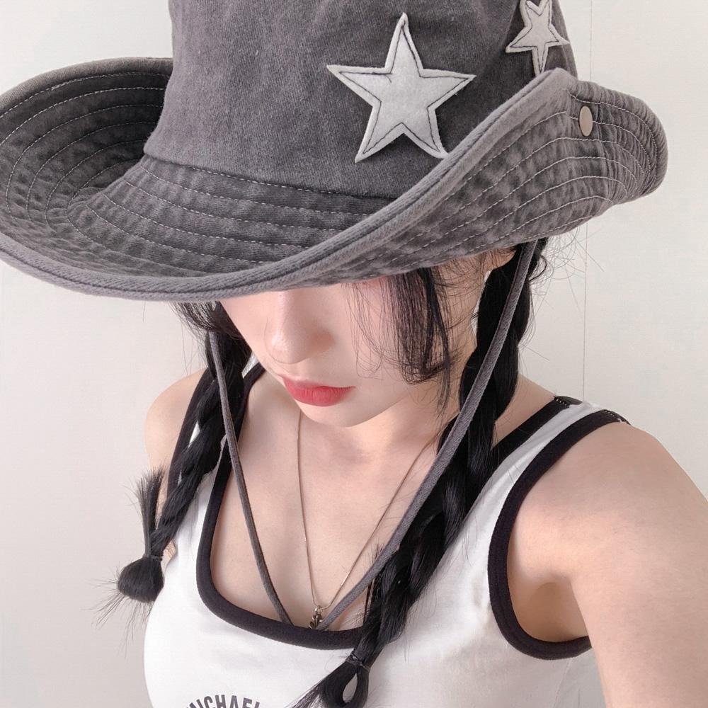 

Винтажная банджи-ведро в стиле сафари Y2K Blue City Western Washing Star, 4 цвета