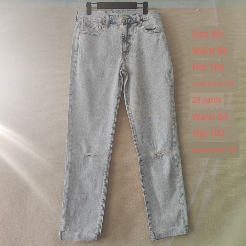 

New New Arrival Tencel Light Color Denim Summer Thin Elastic Band Waist Straight-Leg Pants High-Waist Mopping Pants Long Legs Snowflake light Denim 28
