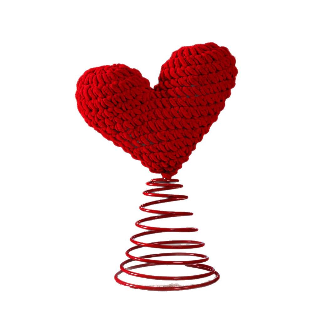 Christmas Red Love Yarn Ornaments Crafts Desktop Christmas Tree Holiday Decorations