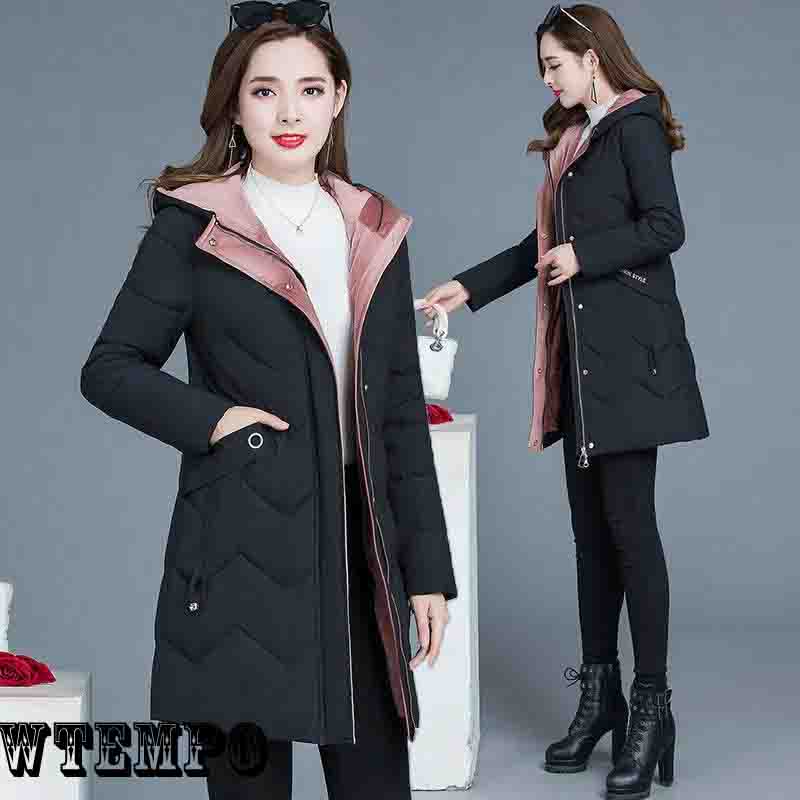 WTEMPO Women's Embroidery Cotton-padded Clothes Mid-length Thicken Coats Plus Size Winter Jacket Mother's Winter Clothes Padded Jackets Parka Warm