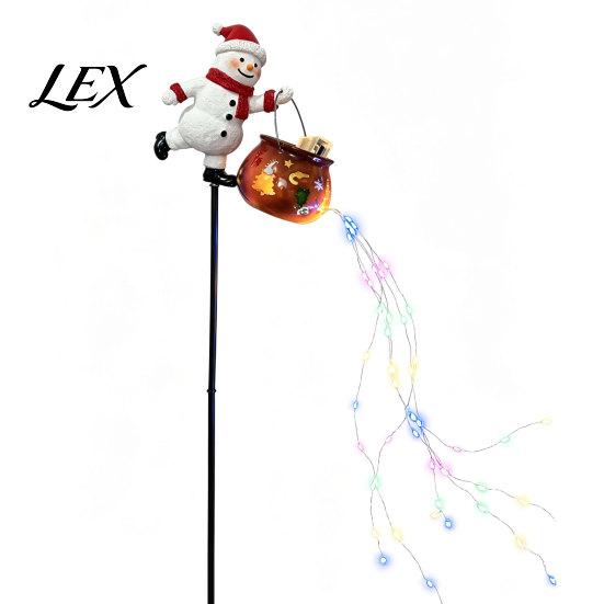 Christmas Snowman Yard Decorations Garden Stake Light, 3D Santa/Snowman Holding Glowing Cauldron Festive Holiday Pathway Lights Lamp, Waterproof