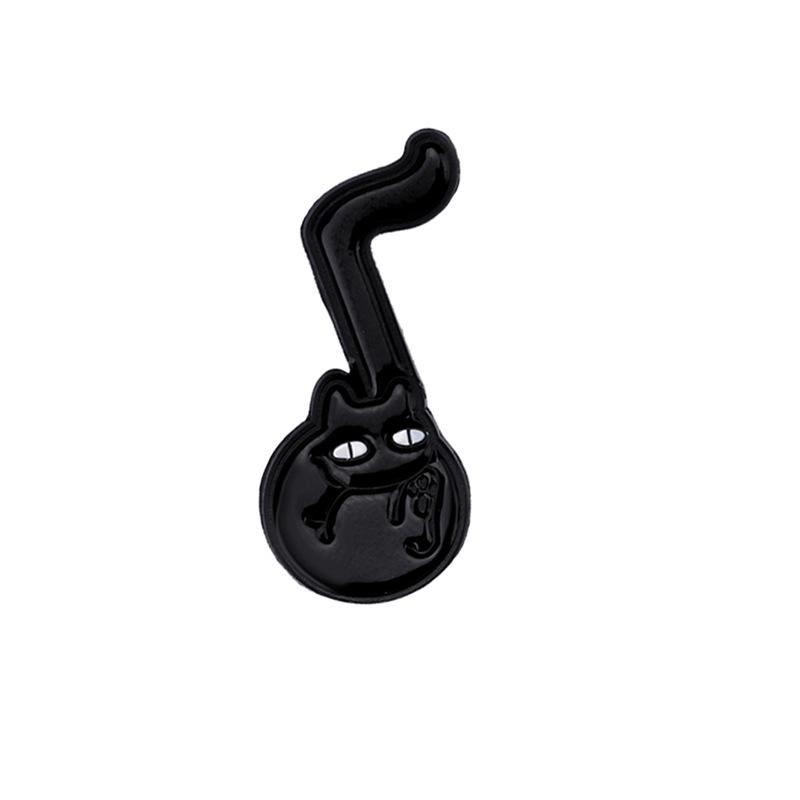 Creative Black Cat Keyboard Brooch: Cartoon Cat Playing Music with Wagging Tail