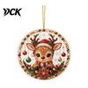 Festive Wall Hanging Christmas Acrylic Ornament, 2D Flat Double Side Printed Office Holiday Decorations Santa Snowman Pendant for Tree Window,