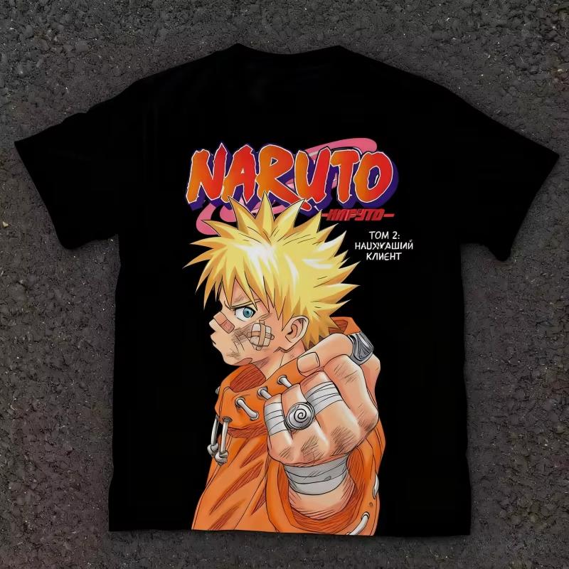 

Naruto Unisexga Retro Cover Naruto Print Pure Cotton Short Sleeved Top with Diverse Styles Suitable for Both Unisex Women 2026 Summer S