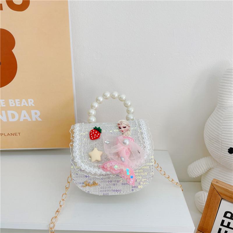 Entzückende Prinzessin Perlen Handtasche Für Mädchen Mini Pu Leder Umhängetasche
