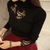 High Neck Sweater for Women Slim Fit Autumn and Winter Women's Clothing Long Sleeved Lace Temperament Ladylike Base Sweater Pullover