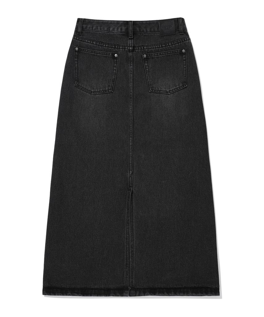 Covernat Woman Denim Long Skirt Black