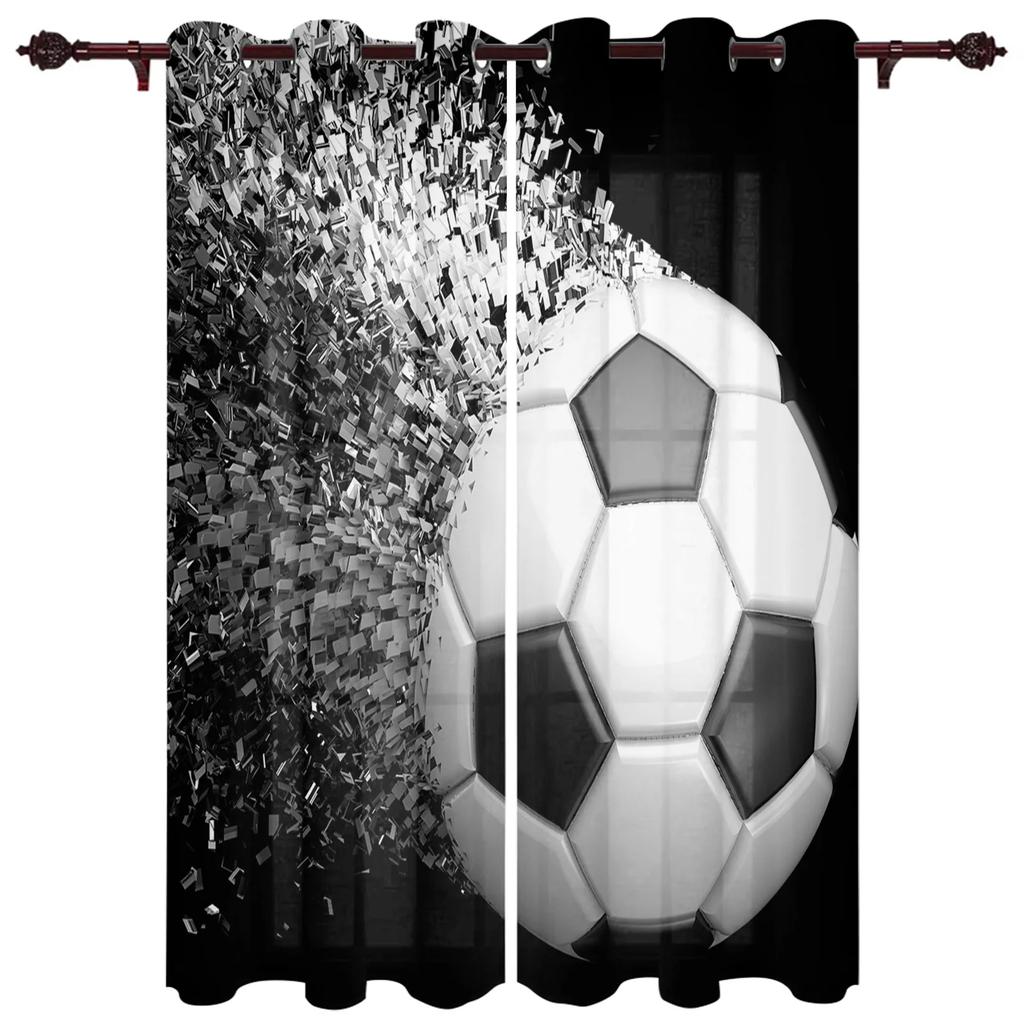Soccer Balls Football Design Curtains Bedroom Living Room Drapes Kitchen Children Window Curtain Home Decor Modern Made Of Polyester Area Treatment