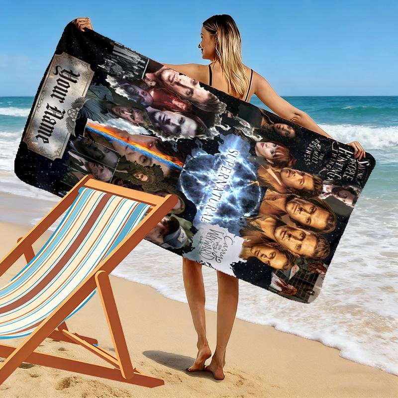 Name Custom Supernatural Hunting Brothers Print Beach Towel, Large Soft Quick Dry Towel for Beach Camping Swimming