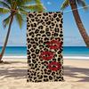 Stylish Leopard Print Red Lips Beach Towel, Absorbent for Pool Beach Quick Dry