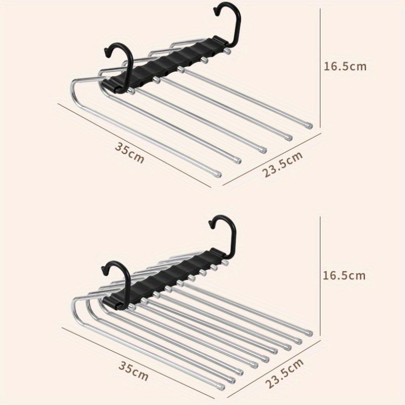 Stainless Steel Folding Pants Hanger – Multi-Layer Magic Clips & Retractable Space-Saving Organizer