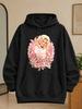 Unisex Hoodie Divas Never Die Retro Country Music Graphic Blonde Woman Holding Kitten with Butterflies Roses And Western Accents Black