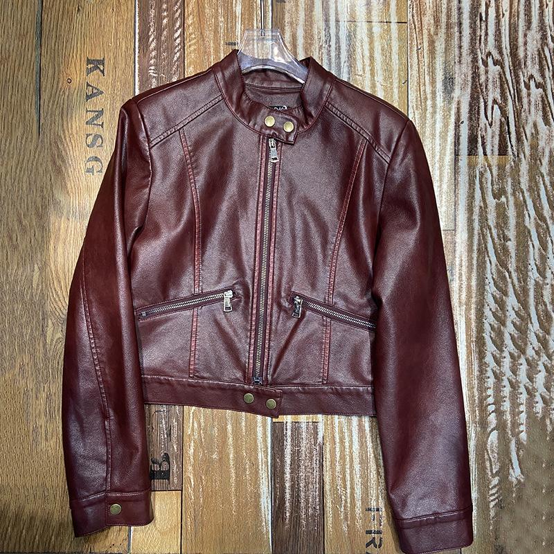 Retro Edge-grabbed Leather Short Jacket for Women In Autumn New Slim Fit Motorcycle PU Leather Jacket Trendy Top