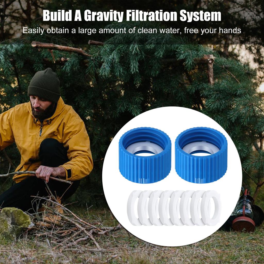 2Pcs Filtration Cleaning Couplings with Gasket Seals Water Filter Coupling Kits for Outdoor Hiking Camping Enduring
