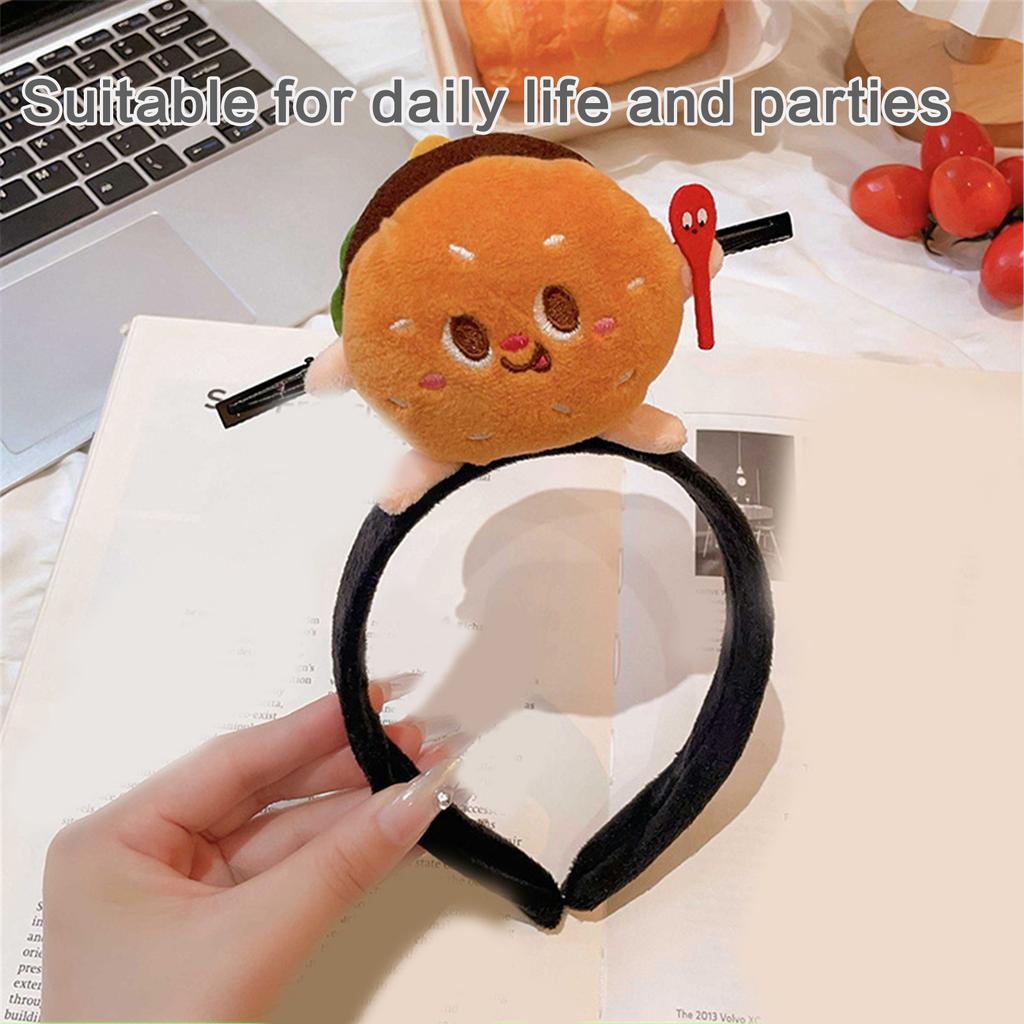 Plush Hairhoop Face Washing Headband Music Festival Headwear Toast Fries Hairband Festival Gathering Props Headpiece