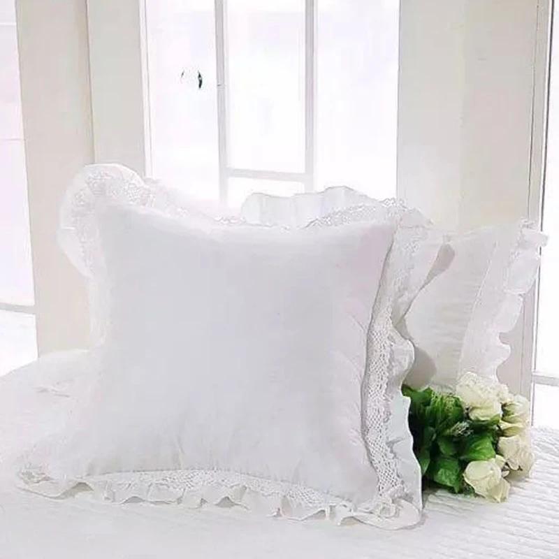 Luxury Embroidery Cushion Cover Ruffle Lace Wrinkle Pillow Cover Cake Layers Princess Bedding Pillowcase 45x45cm