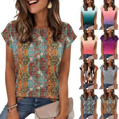 Women's Loose-Fit Fashionable Casual Retro Print T-Shirt