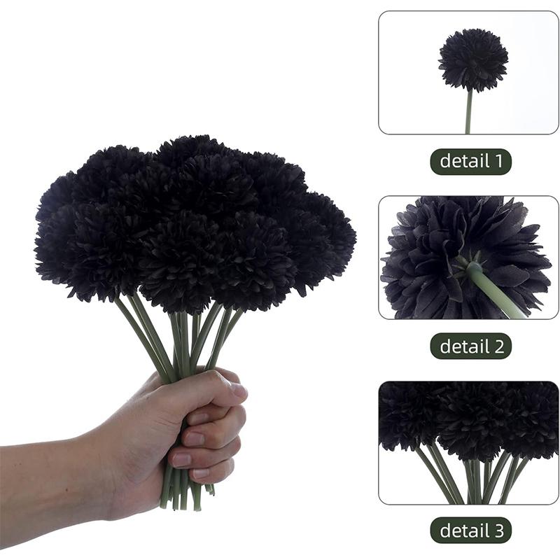 

2/4Pcs Fall Artificial Flowers Decor Silk Daisy Artificial Bouquet for Home Wedding Decor Party Halloween Decoration Fake Flower 2Pcs чорний
