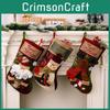High Quality Vintage Christmas Stocking Featuring Santa Snowman And Reindeer Design
