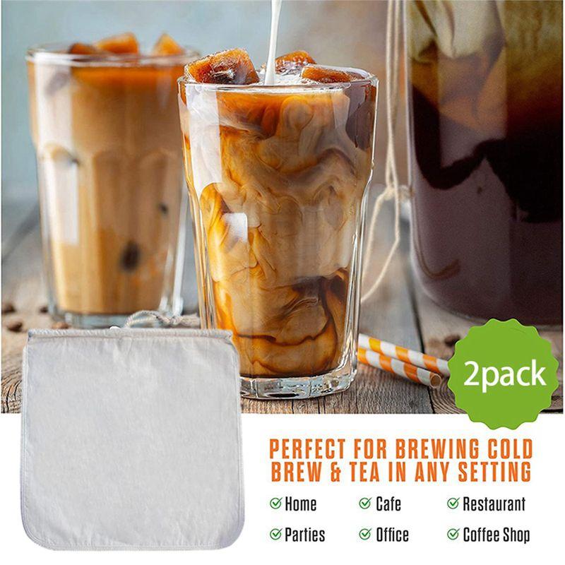 ABUL-8 Pack Organic Reusable Cold Coffee Brew Filters Bag,12 Inch Wine Brewing Filters Eco-Friendly Mesh Cotton Filter