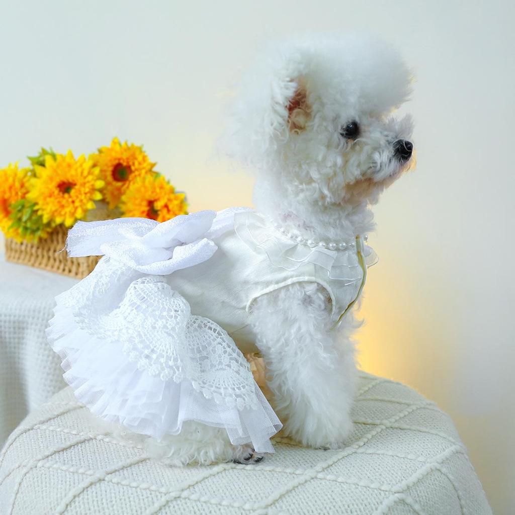 Pet Circle Snow White Pearl Princess Wedding Dress for Small & Medium Dogs