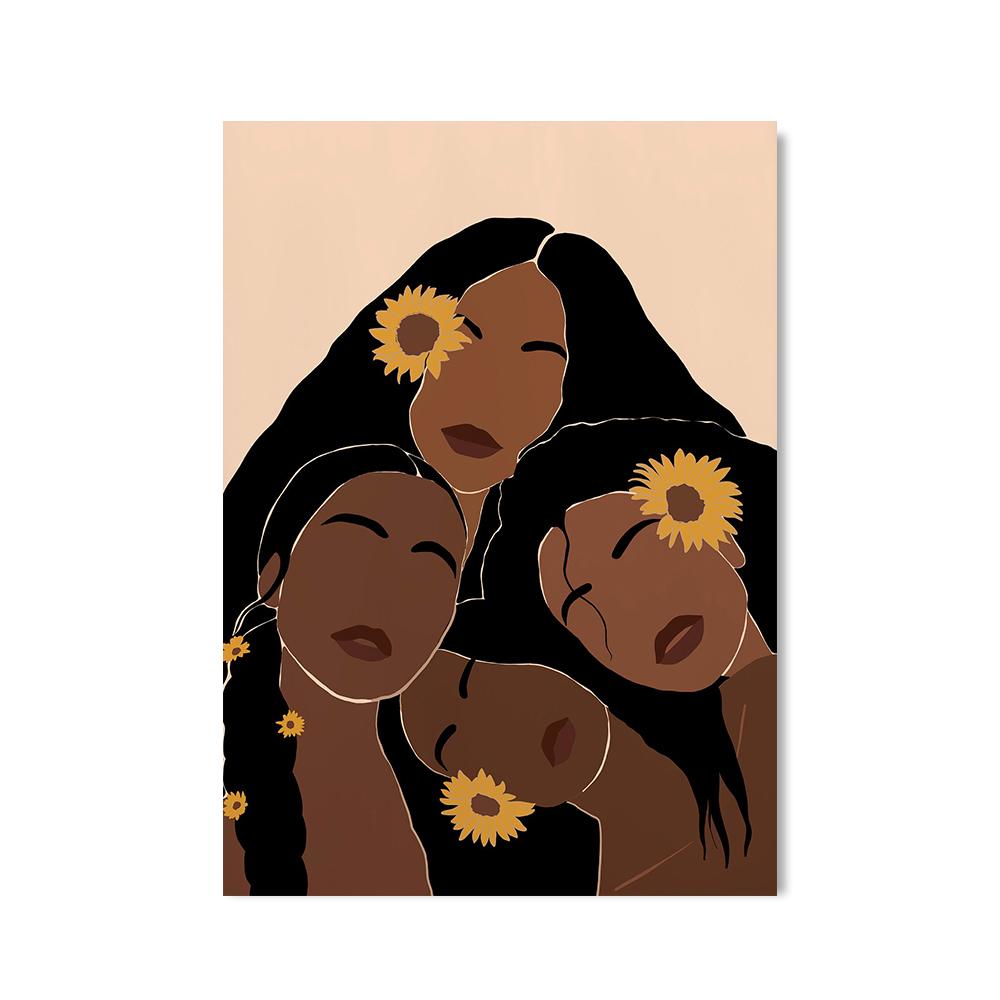 Black Woman Nordic Poster Print Wall Art Africa Boho Girl Canvas Painting Prints Hand Wall Pictures For Living Room Club Decor