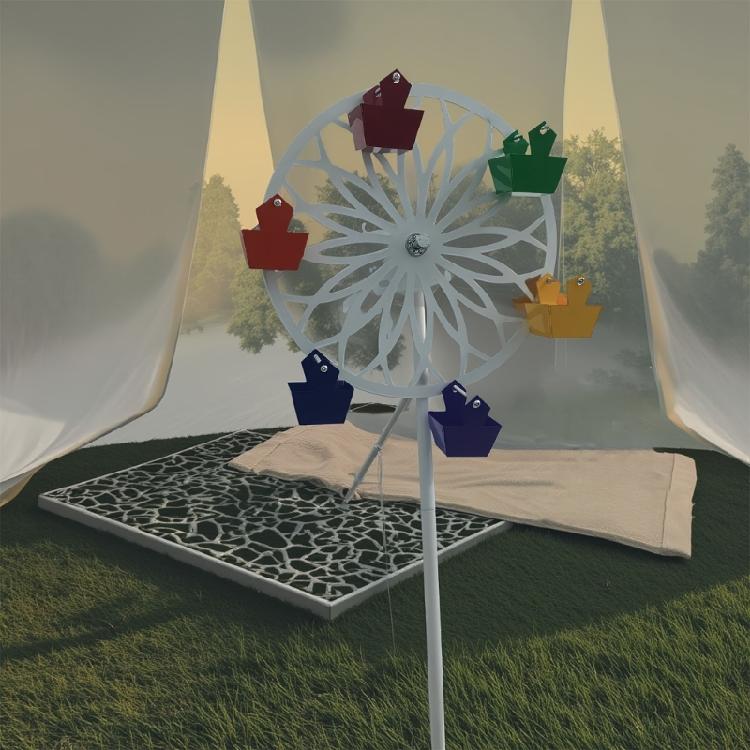 Moderne Windmolen Vogelvoederbak Roterende Weerbestendig Metaal Tuinornament Grondpen Voor Vogelvoederaccessoires