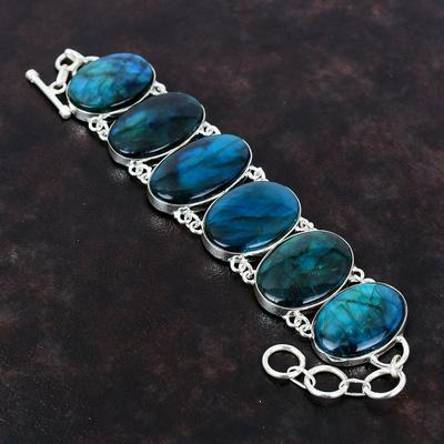Neon Flash Labradorite Bracelet 925 Sterling Silver Bracelet Gemstone Handmade Jewelry Adjustable Chain Bracelet Gift For Him Unique Jewelry