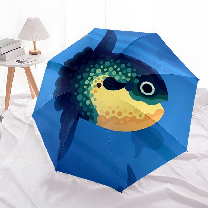 1PC Oceanic Sunfish Mola Mola Automatic Folding Umbrella Portable Collapsible 8-Rib Umbrella for All Seasons, Casual Outdoor Accessory, A47