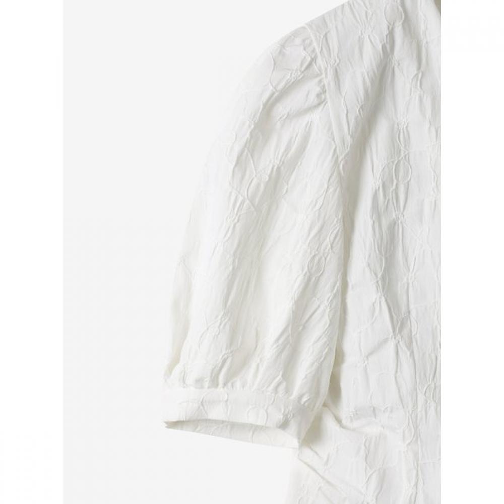 Cc Collect Crinkle Jacquard Shirring Blouse C252msc133