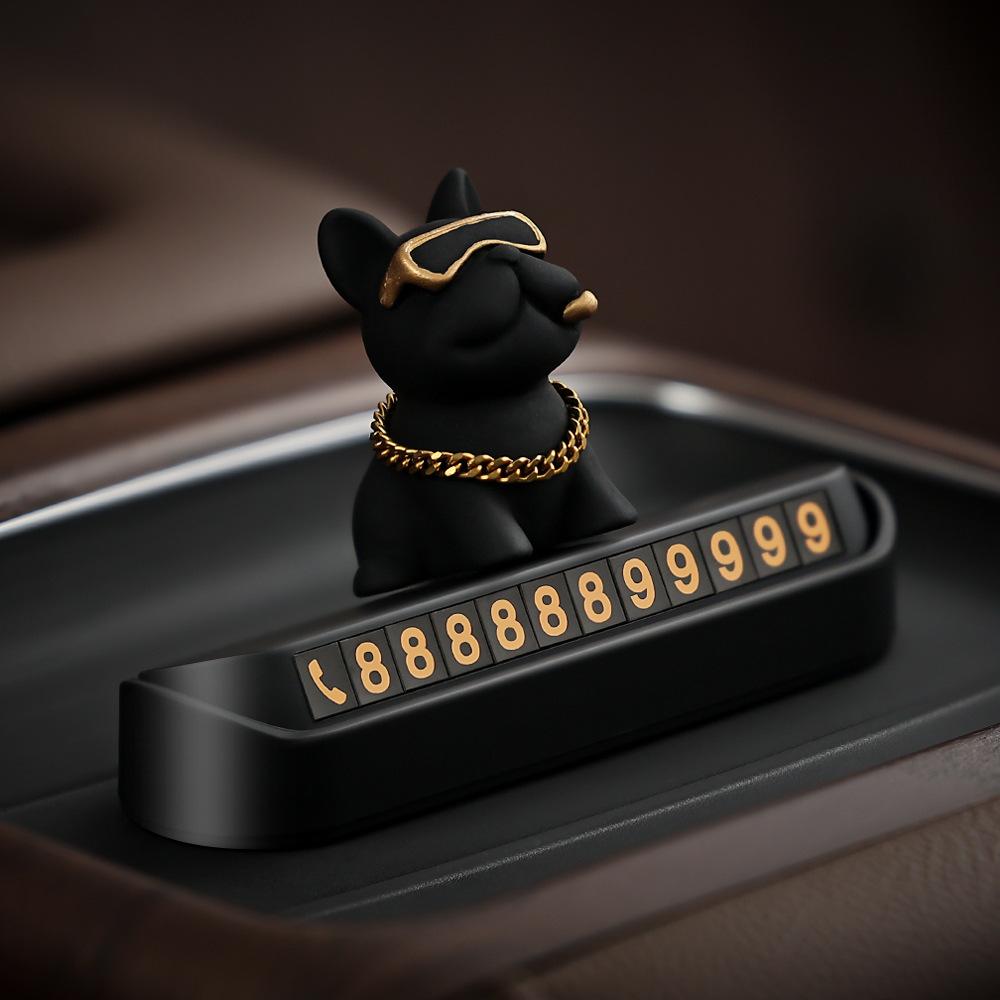 Sliding Cover Vehicle Phone Sign Dog Design ABS Adhesive Base Easy Installation Car Dashboard Safety Accessory