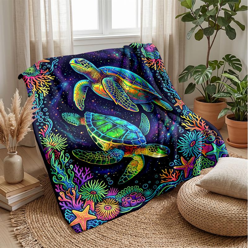 Oceanic Mandala Theme blanket Lightweight Warm Flannel Blanket Decorative Throw Blanket for Home Decoration