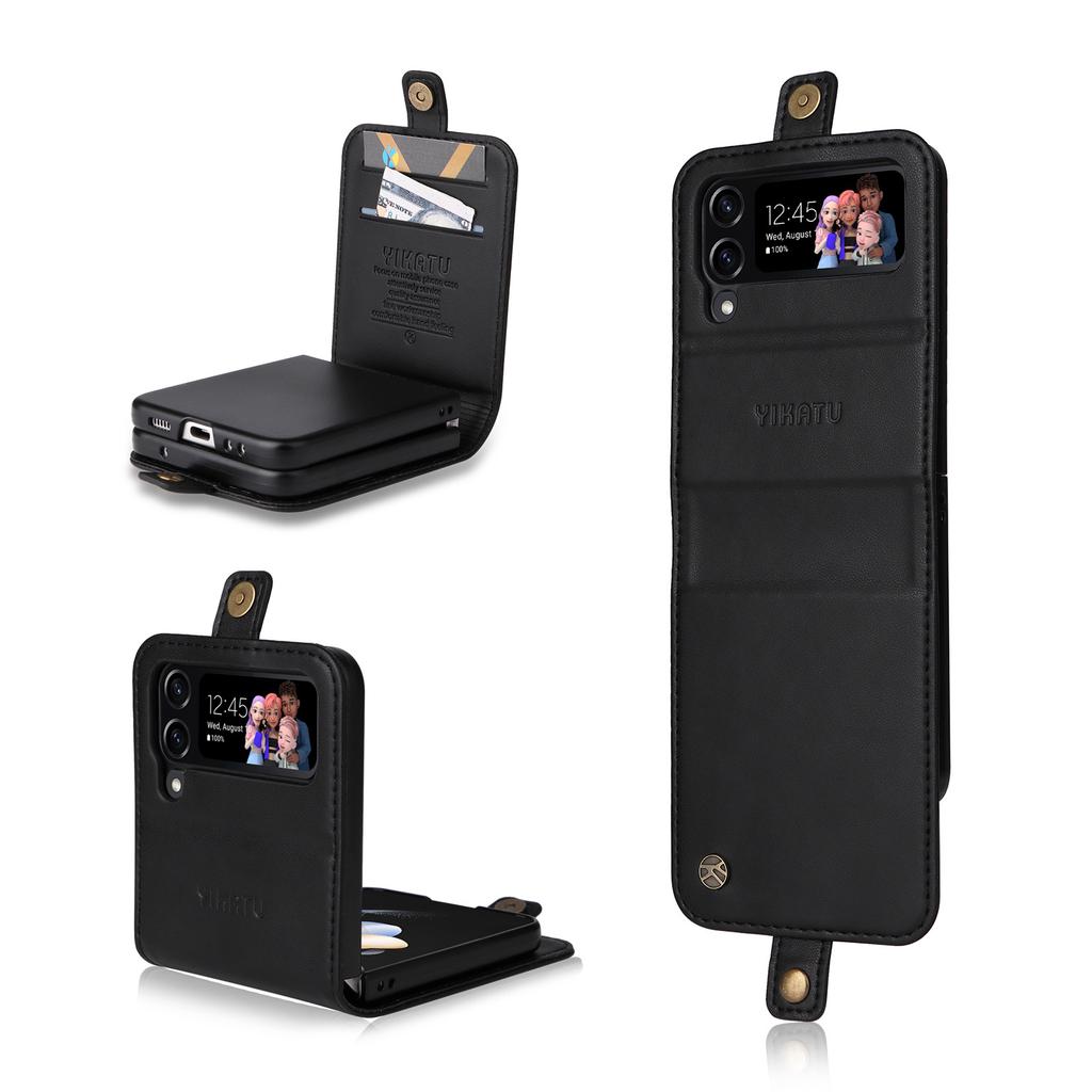 Applicable to Samsung Z Flip6 folding screen mobile phone leather case Z Fold5 skin matte insert card protective case 4th generation