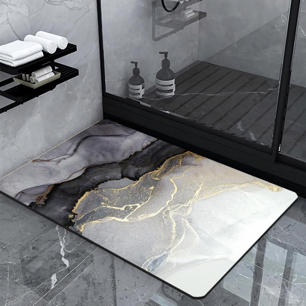 Simple Printing Bathroom Thickening Mat Bath Non-slip Carpets In Wash Basin Bathtub Side Floor Rug Shower Room Doormat Memory Foam 3D Pad