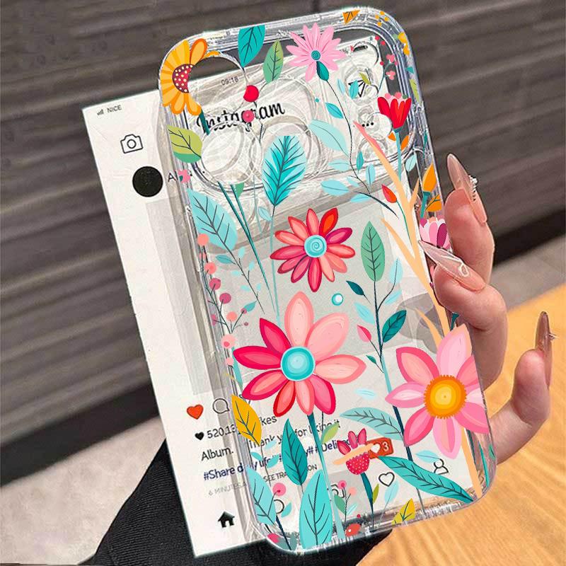 Clear Phone Case Flower Casing For Samsung Galaxy Note 20 S23 S21 Ultra S22 S20 FE Plus A14 A34 A35 A52 A05 A05S A53 A04 A04E