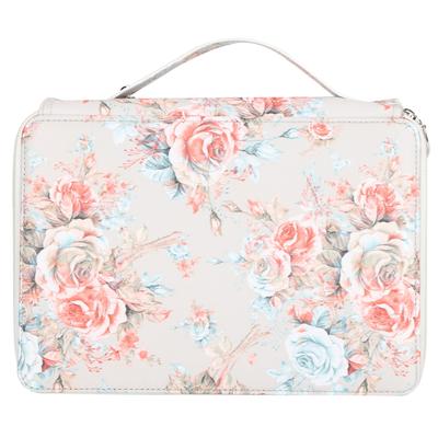 Estuche para Lápices 200 Ranuras Estampado de Rosas 4 Capas Cremallera Soporte para Bolígrafos Bolsillo de Almacenamiento de Papelería