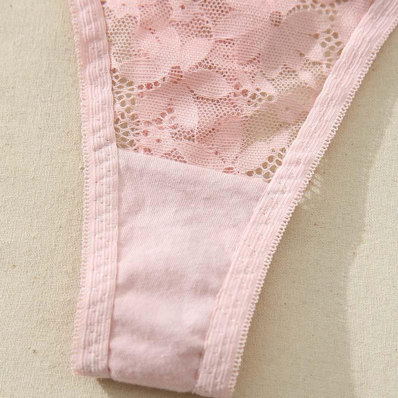 Sexy Lace Women Underwear Low-waisted Hollow Underwear Pure Cotton Women Briefs V-shaped Women Underwear High Elastic Breathable Antibacterial Fabric