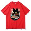 Camiseta de ramen de comida para gatos Kawai ropa de animación femenina Harajuku ropa blusa neutral blusa transpirable