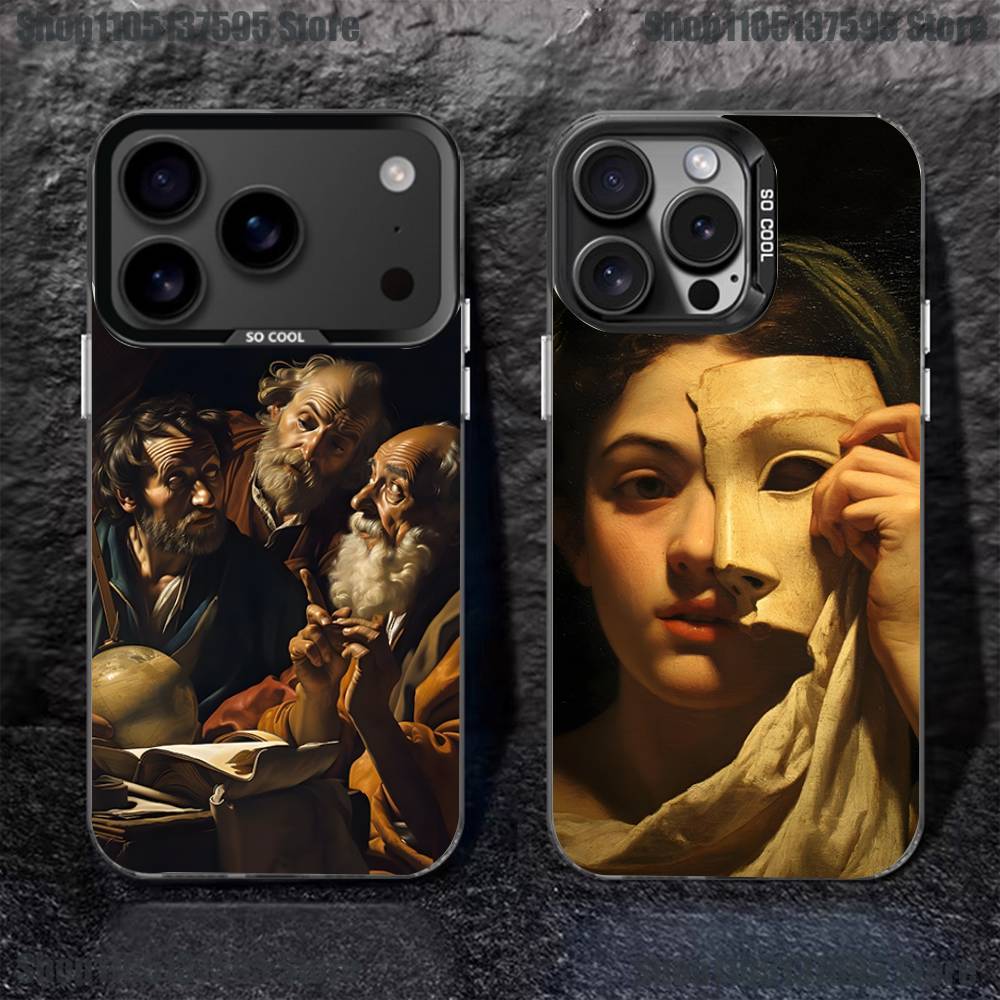 Caravaggio Gemälde Handyhülle Für iPhone 17,16,15,14,13,12,11,Pro,XS,Max,Plus,Mini,SE4,E Schwarz Matt Stoßfest Hülle