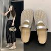 2025 Women's Flat Bottom Slip-On Sandals Summer Outdoor Wear Fisherman's Net Shoes Half Slippers Fashionable Slippers